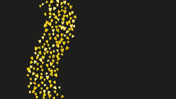 ゴールドの輝きとバレンタインデーのためのハートフレーム 2月14日 ハートフレームテンプレート用ベクトルコンフェッティ 手描きの質感をグランジ ギフト券 バウチャー イベントのための愛のテーマ — ストックベクタ