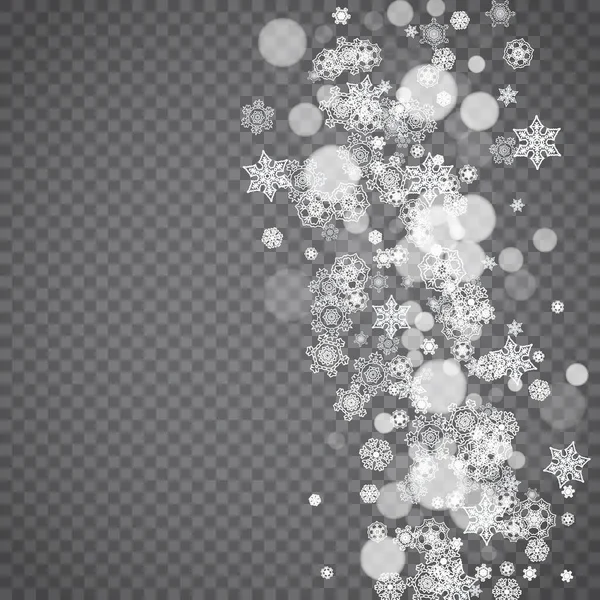 Isolated Snowflakes Transparent Grey Background Winter Sales Christmas New Year — Stock Vector