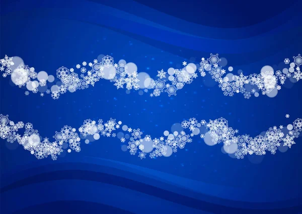 Σκελετός Νιφάδων Χιονιού Οριζόντιο Μπλε Φόντο Λάμψη Καλά Χριστούγεννα Και — Διανυσματικό Αρχείο
