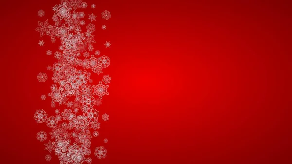 Χριστουγεννιάτικο Φόντο Ασημί Νιφάδες Χιονιού Και Λάμψη Οριζόντια Πρωτοχρονιά Και — Διανυσματικό Αρχείο