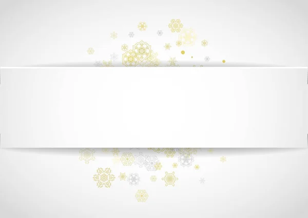 Zlaté Sněhové Vločky Rám Bílém Pozadí Novoroční Téma Horizontální Papír — Stockový vektor