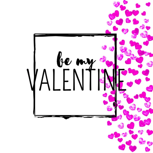 Valentijnskaart Met Roze Glitterhartjes Februari Vector Confetti Voor Valentijnskaart Sjabloon — Stockvector