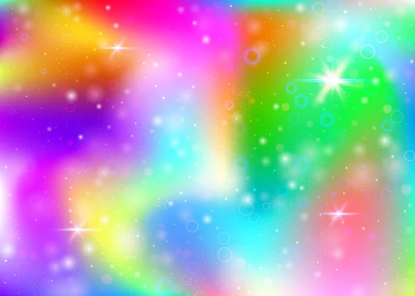 Hologrammhintergrund Mit Regenbogennetz Buntes Universum Banner Prinzessinnenfarben Fantasy Gradienten Kulisse — Stockvektor
