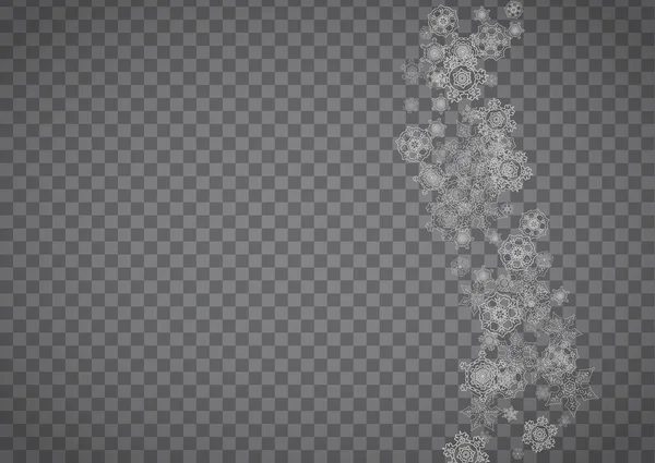 Flocons Neige Isolés Sur Fond Gris Transparent Neige Argentée Conception — Image vectorielle