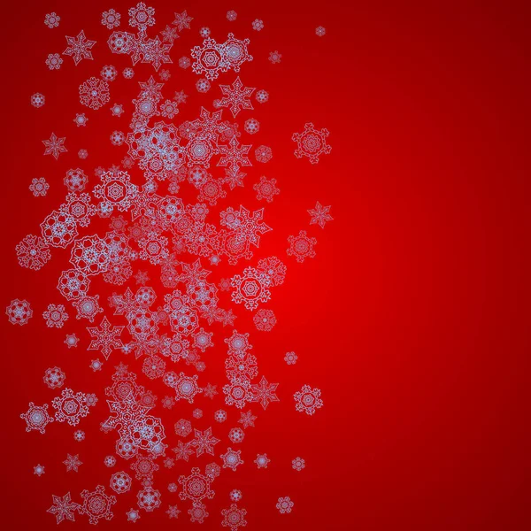 Weihnachtsrahmen Mit Schneeflocken Auf Rotem Hintergrund Weihnachtsmannfarben Stilvoller Weihnachtsrahmen Für — Stockvektor