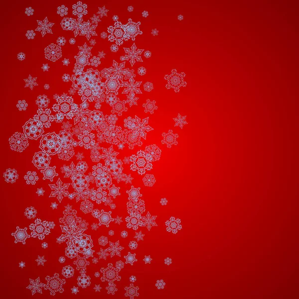 Cadre Noël Avec Flocons Neige Sur Fond Rouge Les Couleurs — Image vectorielle