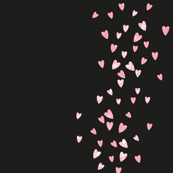 Confettis Roses Paillettes Avec Des Cœurs Sur Fond Isolé Paillettes — Image vectorielle
