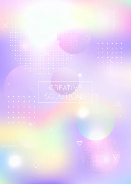Sıvı, arka planı sıvı dinamik elementlerle şekillendirir. Memphis ile holografik bauhaus gradyanı. Broşür, ui, dergi, poster, afiş ve uygulama için grafik şablonu. Pearlescent sıvısı arka planı şekillendirir.