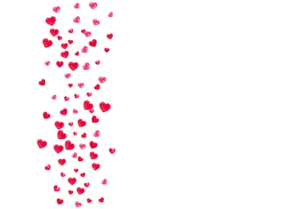 Fondo San Valentín Con Corazones Purpurina Roja Febrero Vector Confetti — Archivo Imágenes Vectoriales