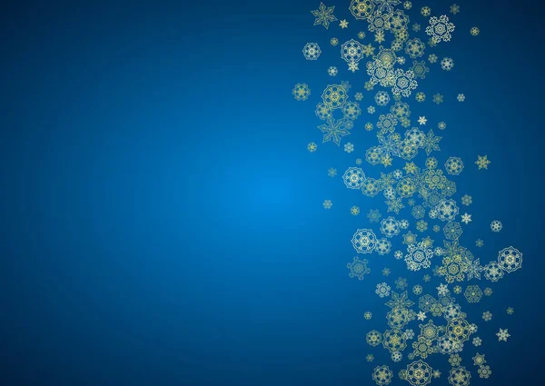 Neve Capodanno Sfondo Blu Fiocchi Neve Scintillanti Oro Natale Capodanno — Vettoriale Stock