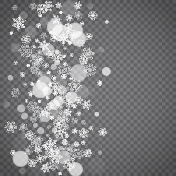 Ізольовані Сніжинки Прозорому Сірому Фоні Зимові Продажі Різдвяний Новорічний Дизайн — стоковий вектор