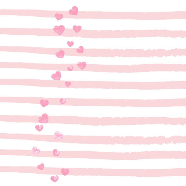 Roze Confetti Met Hartjes Roze Strepen Willekeurige Lovertjes Met Glanzende — Stockvector