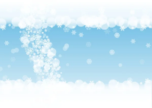 Neujahr Hintergrund Mit Weißen Frostigen Schneeflocken Horizontale Schneefallkulisse Winter Neujahr — Stockvektor