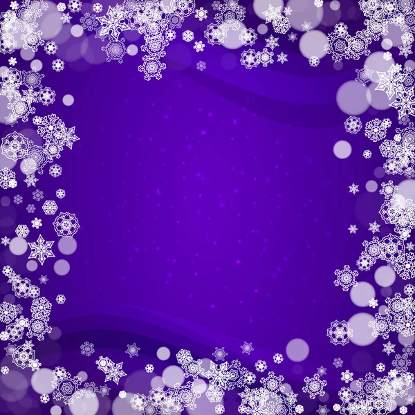 Snowflake Banner Ultra Violet Snow New Year Backdrop Winter Border — Stock Vector