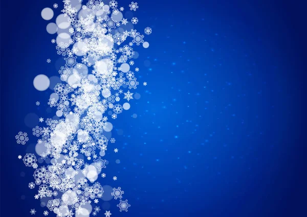 Bordure Noël Avec Des Flocons Neige Blancs Sur Fond Bleu — Image vectorielle