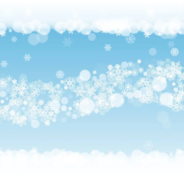Fiocchi Neve Natale Sfondo Invernale Cornice Banner Invernali Stagionali Buoni — Vettoriale Stock