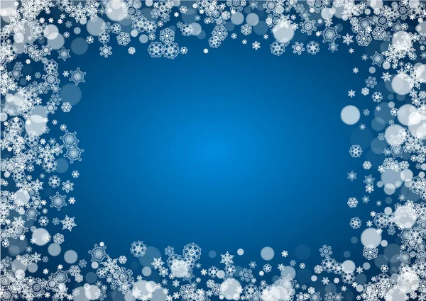New Year Snowflakes Blue Background Horizontal Winter Theme Christmas New — Stock Vector