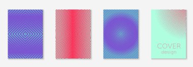 Minimum moda kaplama şablonu ayarlandı. Yarım tonlu fütürist düzen. Kitap, katalog ve yıllık için geometrik kapak şablonu. Minimalist renkli gradyanlar. Soyut iş illüstrasyonu.