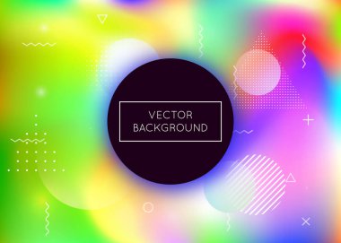 Sıvı arka planı dinamik sıvıyla şekillendirir. Memphis elementleriyle holografik bauhaus gradyanı. Pankart, sunum, afiş ve broşür için grafiksel şablon. Plastik sıvı arka plan şekilleri.