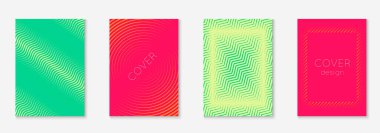 Minimum moda kaplama şablonu ayarlandı. Yarım tonlu fütürist düzen. Kitap, katalog ve yıllık için geometrik kapak şablonu. Minimalist renkli gradyanlar. Soyut iş illüstrasyonu.