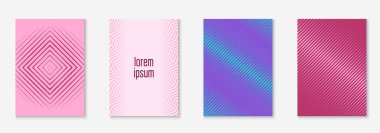 Güzel kapak şablonu. Yarım ton eğimli asgari trend vektörü. Broşür, poster, broşür ve davetiye için Geometrik serin kapak şablonu. Minimalist renkli şekiller. Soyut resimleme.