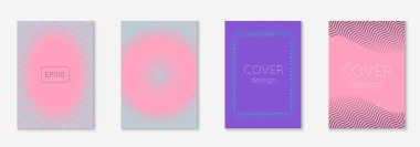 Minimum moda kaplama şablonu ayarlandı. Yarım tonlu fütürist düzen. Kitap, katalog ve yıllık için geometrik kapak şablonu. Minimalist renkli gradyanlar. Soyut iş illüstrasyonu.
