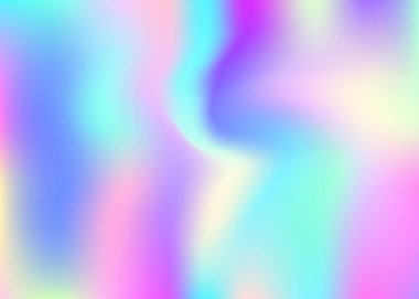 Soyut arkaplan hologramı. Hologramla plastik gradyan örgü arkaplanı. 90 'lar, 80' ler modası. Pankart, sunum, pankart, broşür için yanardöner grafik şablonu.