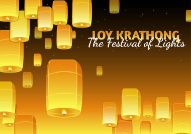 Loy Krathong. Işık vektör illüstrasyonu festivali.