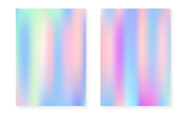 Hologram gradyan arka planı holografik kapaklı. 90 'lar, 80' ler modası. Tahta, sunum, afiş ve broşür için yanardöner grafik şablonu. Spektrum minimum hologram gramı gradyanı.