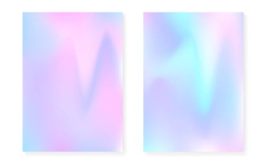 Hologram gradyan arka planı holografik kapaklı. 90 'lar, 80' ler modası. Kitap için yanardöner grafik şablonu, yıllık, mobil arayüz, web uygulaması. Neon asgari hologram gramı gradyanı.