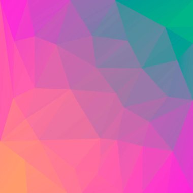 Soyut kare üçgen arkaplan. Mobil uygulama ve web için canlı gökkuşağı çok renkli arkaplan. Moda geometrik soyut afiş. Şirket broşür tasarımı. Mozaik tarzı.