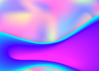 Sıvı dinamiği. Canlı gradyan örgüsü. Parlak pankart, sunum şablonu. Modern modayla birlikte holografik 3d arkaplan. Sıvı şekilli ve elementli akışkan dinamik arkaplan.