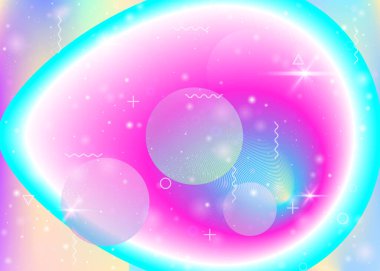 Canlı gökkuşağı gradyanı olan hologram arkaplanı. Dinamik sıvı. Holografik evren. Broşür, afiş ve kapak için tasarım şablonu. En az hologram arkaplanı.