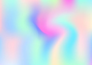 Holografik soyut arkaplan. Gradyan örgülü modaya uygun holografik zemin. 90 'lar, 80' ler modası. Broşür, el ilanı, poster tasarımı, duvar kağıdı, mobil ekran için yanardöner grafik şablonu.