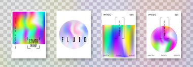 Holografik sıvı seti. Soyut arka planlar. Gradyan örgülü Memphis holografik sıvısı. 90 'lar, 80' ler modası. Broşür, pankart, duvar kağıdı, mobil ekran için yanardöner grafik şablonu