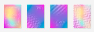 Minimum moda kaplama şablonu ayarlandı. Yarım tonlu fütürist düzen. Kitap, katalog ve yıllık için geometrik kapak şablonu. Minimalist renkli gradyanlar. Soyut iş illüstrasyonu.