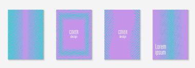 Minimum moda kaplama şablonu ayarlandı. Yarım tonlu fütürist düzen. Kitap, katalog ve yıllık için geometrik kapak şablonu. Minimalist renkli gradyanlar. Soyut iş illüstrasyonu.