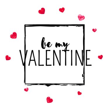 Kırmızı kalpli sevgililer günü kartı mı? 14 Şubat. Sevgililer Günü kartı şablonu için vektör konfetisi. Grunge el çizimi dokusu. Özel iş teklifi, afiş, broşür için aşk teması.