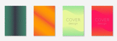 Minimum moda kaplama şablonu ayarlandı. Yarım tonlu fütürist düzen. Kitap, katalog ve yıllık için geometrik kapak şablonu. Minimalist renkli gradyanlar. Soyut iş illüstrasyonu.