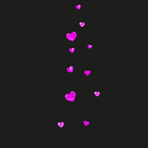 Valentijnsdag Grens Met Roze Glitter Hartjes Februari Dag Vector Confetti — Stockvector