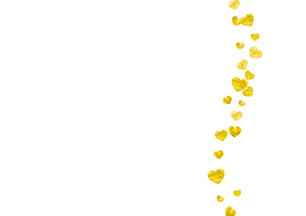 Весілля Конфетті Золотими Блискучими Серцями Валентинів День Векторне Тло Ручний — стоковий вектор