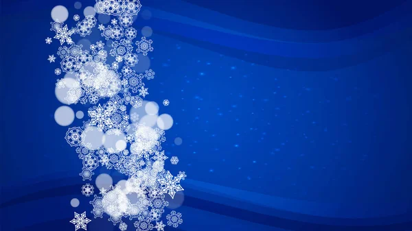 Weihnachten Schneeflocken Auf Blauem Hintergrund Mit Funkeln Horizontalrahmen Für Winterbanner — Stockvektor