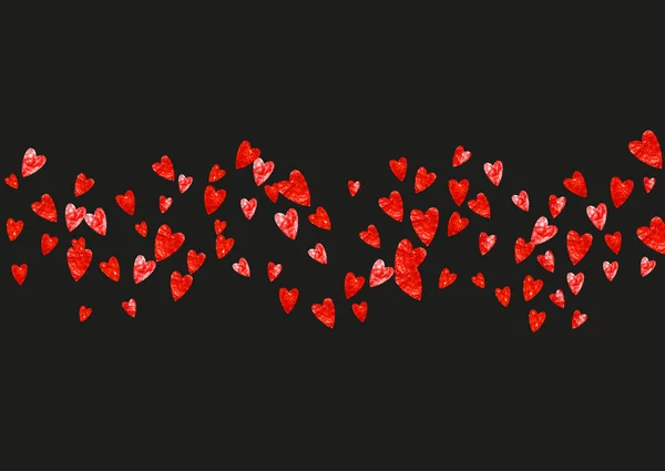 Herzrahmen Hintergrund Mit Rosa Glitzern Valentinstag Vektorkonfetti Handgezeichnete Textur Liebesthema — Stockvektor