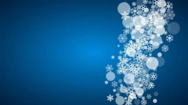 Moldura Natal Com Neve Caindo Fundo Azul Horizontal Feliz Natal — Vetor de Stock