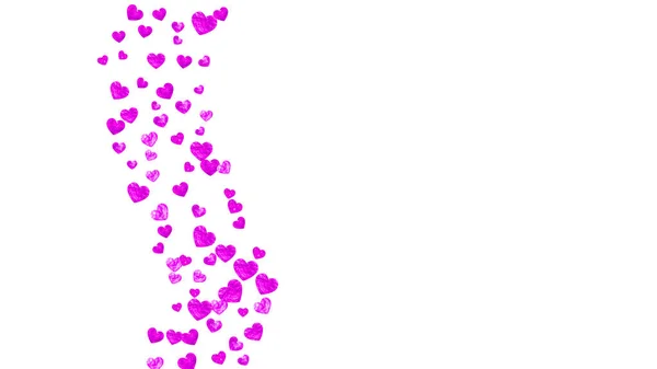 Srdce Konfety Pozadí Růžovým Třpytem Valentýn Vektorový Snímek Ručně Kreslená — Stockový vektor