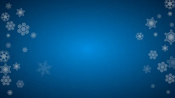 Fondo Año Nuevo Con Copos Nieve Helados Plateados Escenario Horizontal — Vector de stock