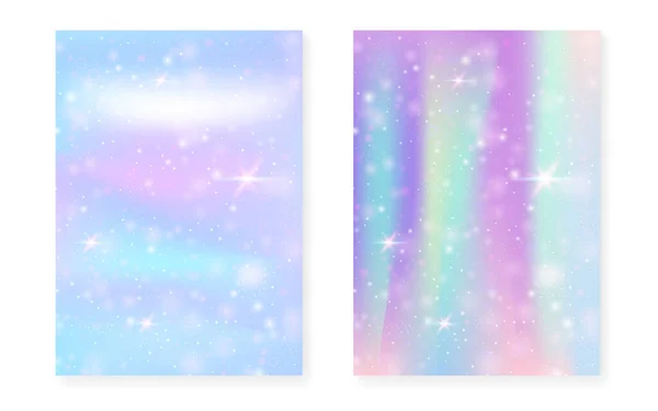 Fond Magique Avec Gradient Arc Ciel Princesse Hologramme Licorne Kawaii — Image vectorielle