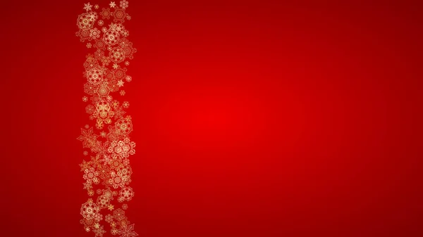 Fiocchi Neve Natale Sfondo Rosso Cornice Glitter Orizzontale Banner Invernale — Vettoriale Stock