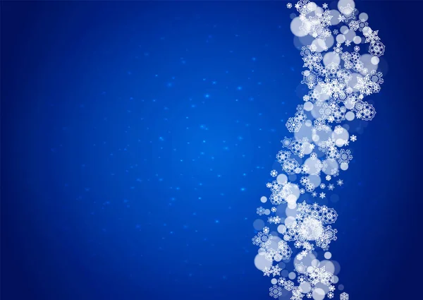 Frontera Navideña Con Copos Nieve Blancos Sobre Fondo Azul Con — Vector de stock