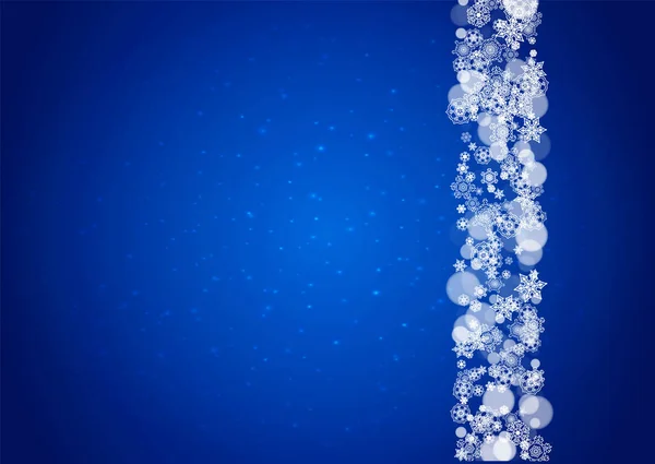 Flocons Neige Tombant Sur Fond Bleu Avec Des Étincelles Thème — Image vectorielle